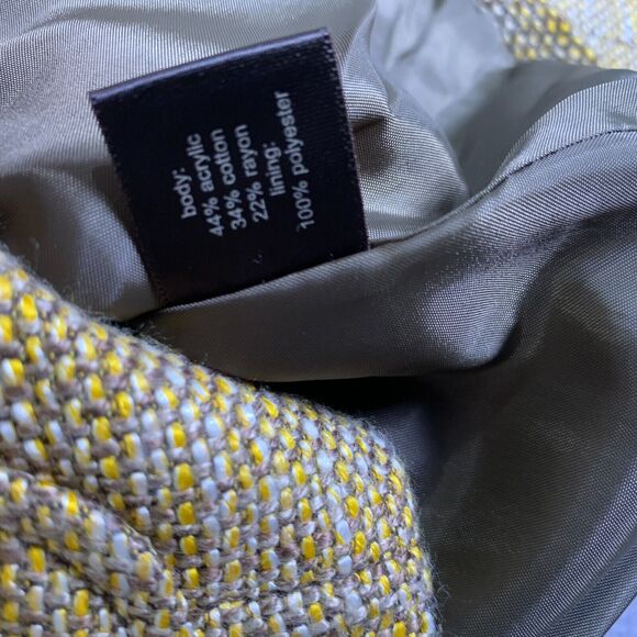 The Limited Blazer Small Tweed Yellow Brown Pockets Jacket Lined Careercore - Picture 7 of 8